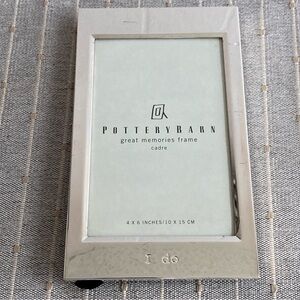 Pottery Barn Silver Picture Frame 5X7 "I DO" Wedding